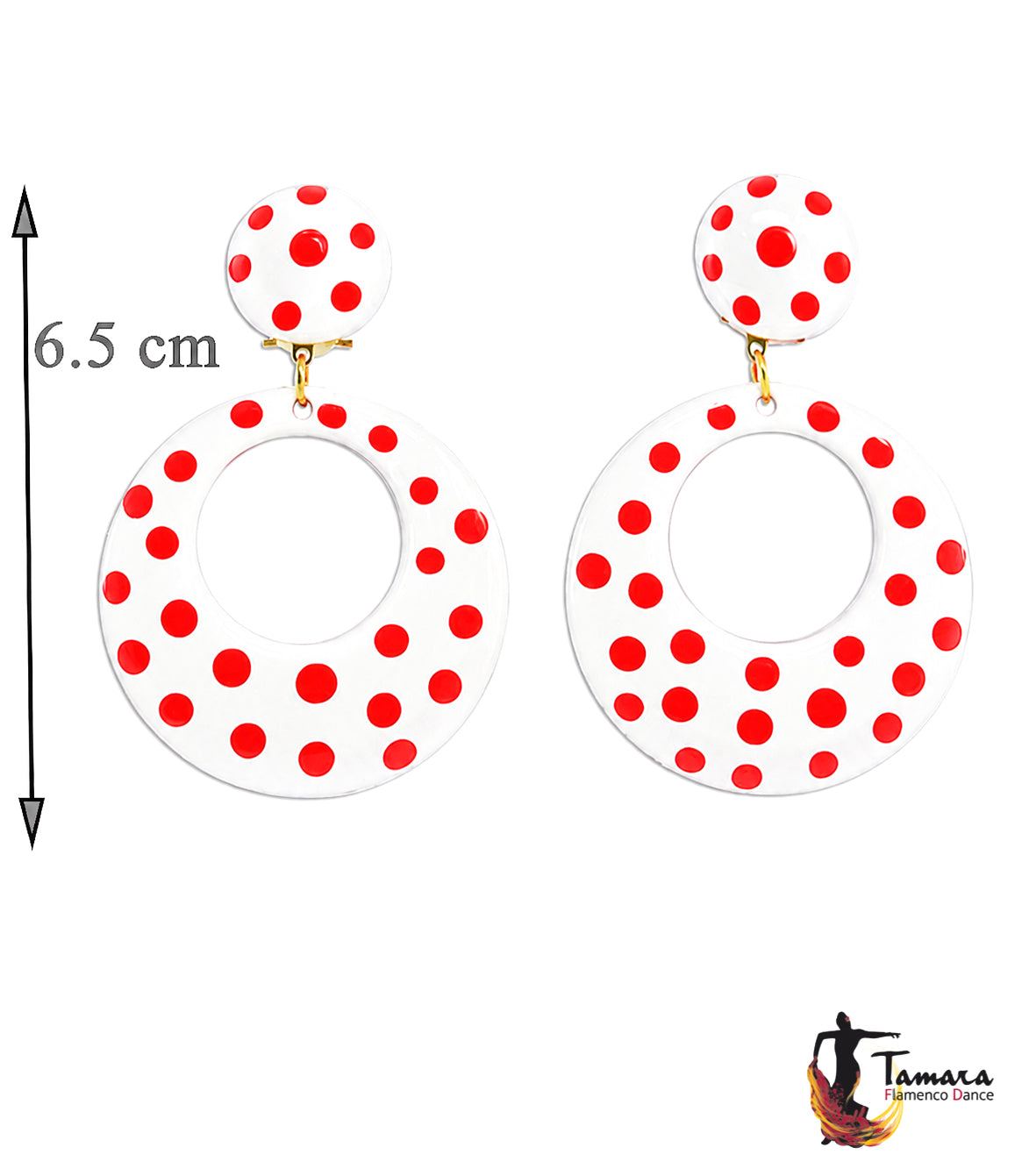 Pendientes flamencos - Lunares Rojos 6.5 cm
