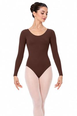 Body baile /danza/ ballet manga larga - Lycra infantil (T:2/8/10) 02 Marron