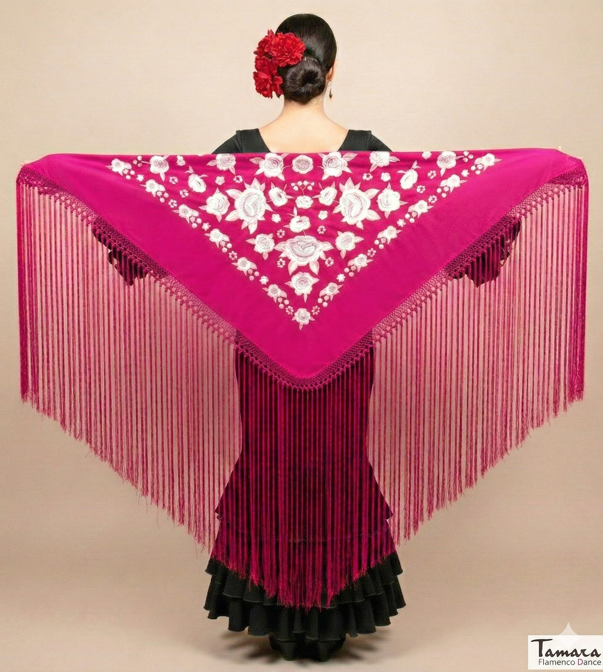 Mantoncillo Verona - Bordado Blanco Fuxia