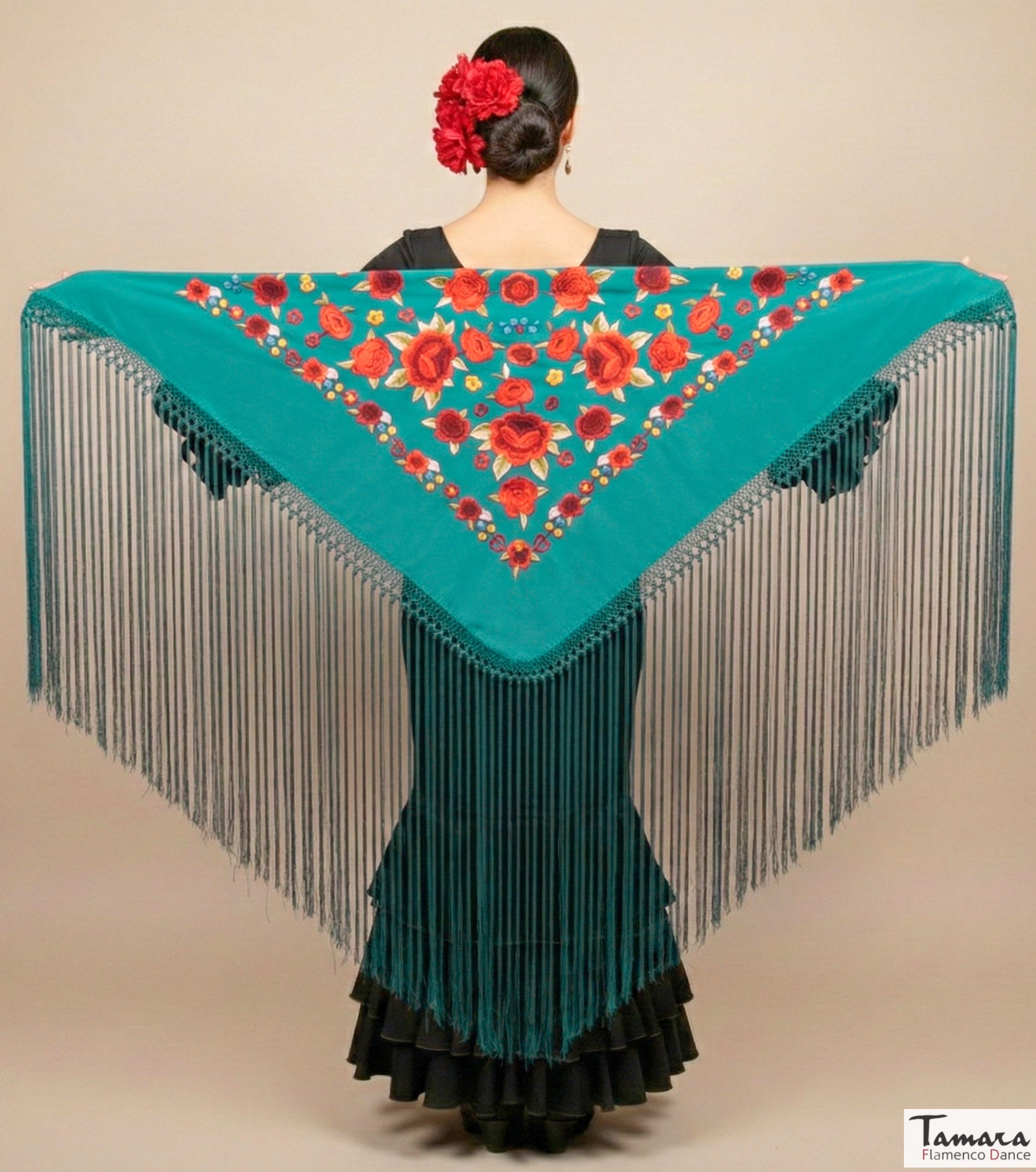 Mantoncillo Verona - Bordado Multicolor Agua Marina