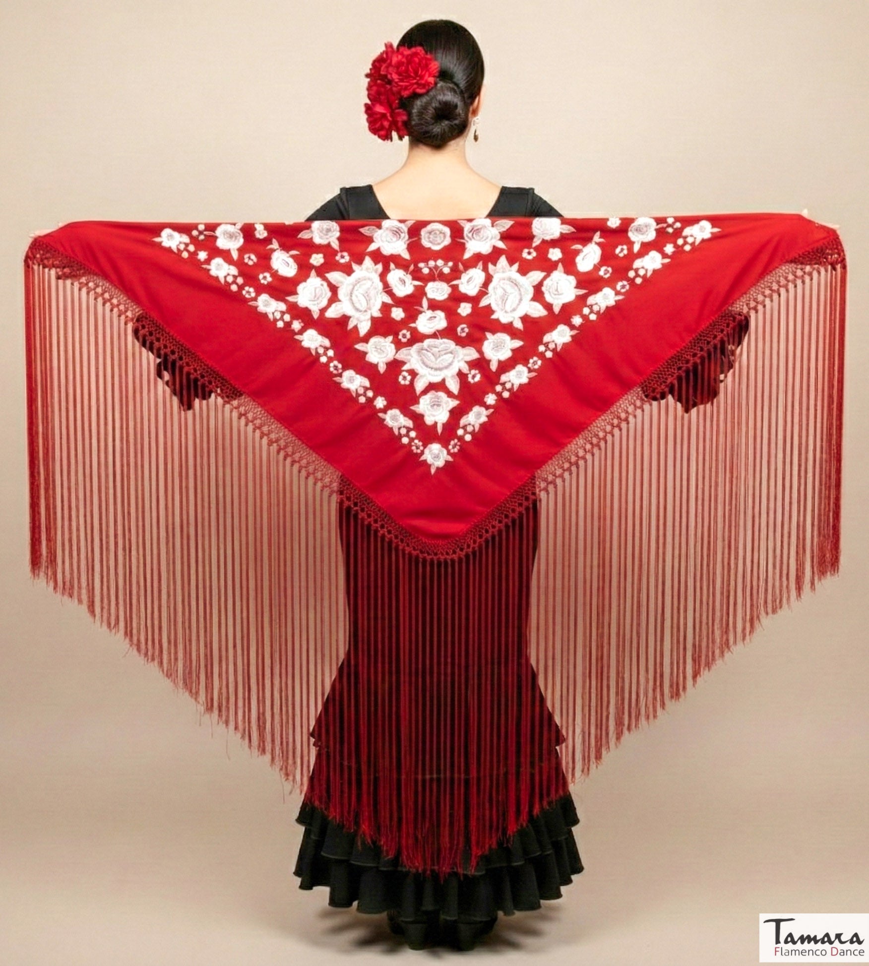 Mantoncillo Verona - Bordado Blanco Rojo