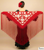 Mantoncillo Verona - Bordado tonos tierra y oro Rojo