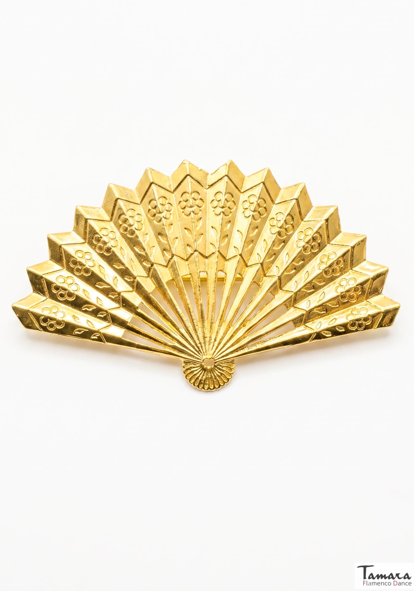 Broche dorado abanico artesano