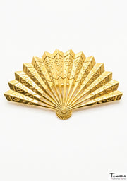 Broche dorado abanico artesano