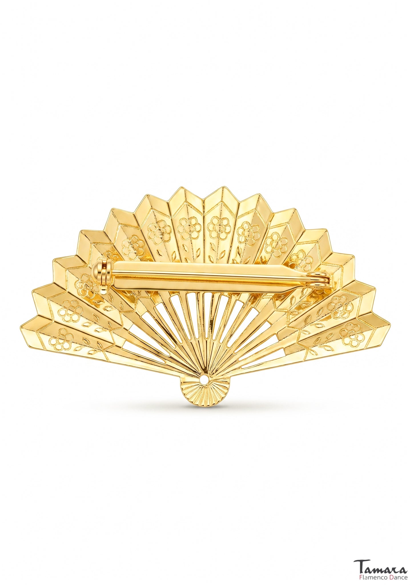 Broche dorado abanico artesano