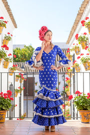 Flamenco dress Cale blue with polka dots