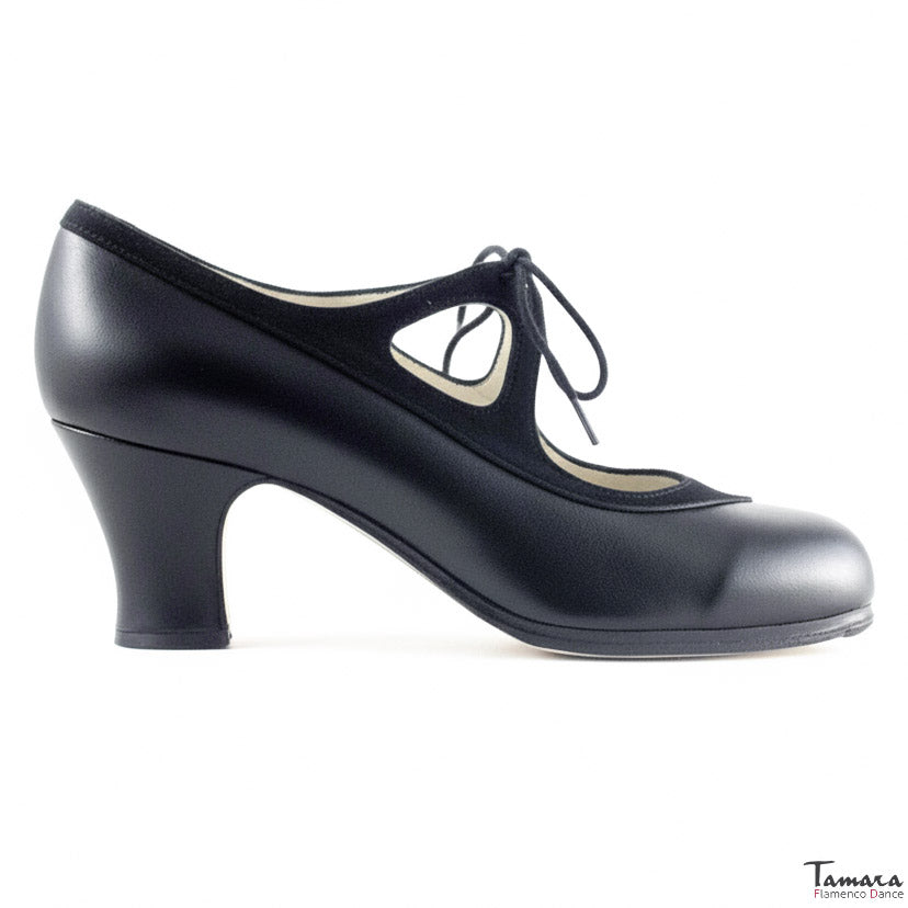 Zapatos de flamenco Candor Negro Carrete 6cm piel/ante 43
