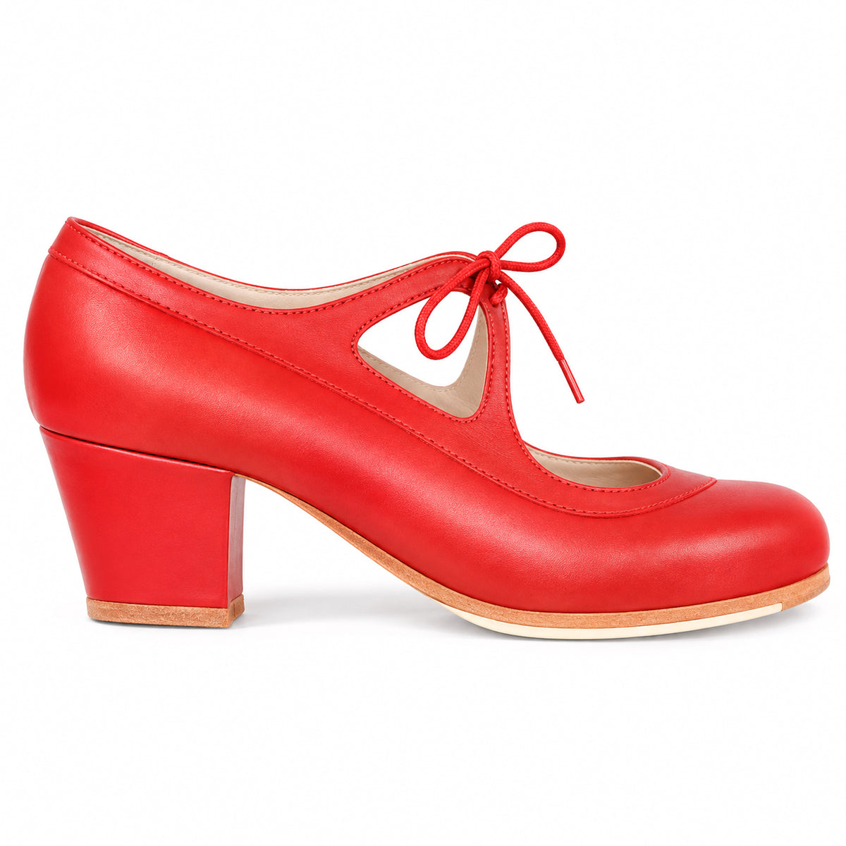 Zapatos de flamenco Candor Rojo Ancho especial Cubano 5 cm
