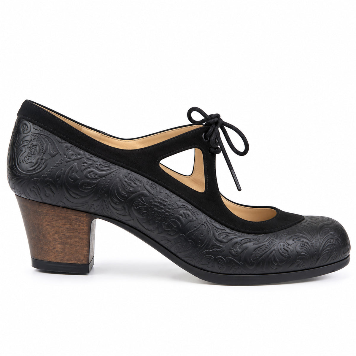 Zapatos flamenco Candor Piel repujada Ancho especial Cubano 5 cm