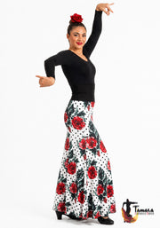 Falda flamenco Cante - Punto Elastico Blanco lunar negro