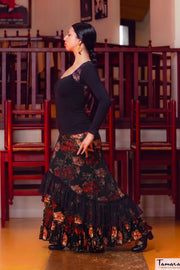 Falda flamenco Carmela - Tul y Punto elástico Claveles Estampado claveles