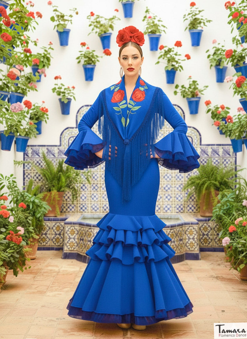 Traje de flamenca Clavellina Azulina