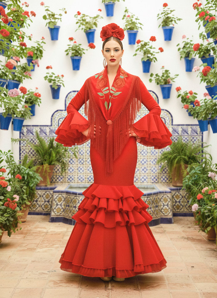 Traje de flamenca Clavellina Rojo