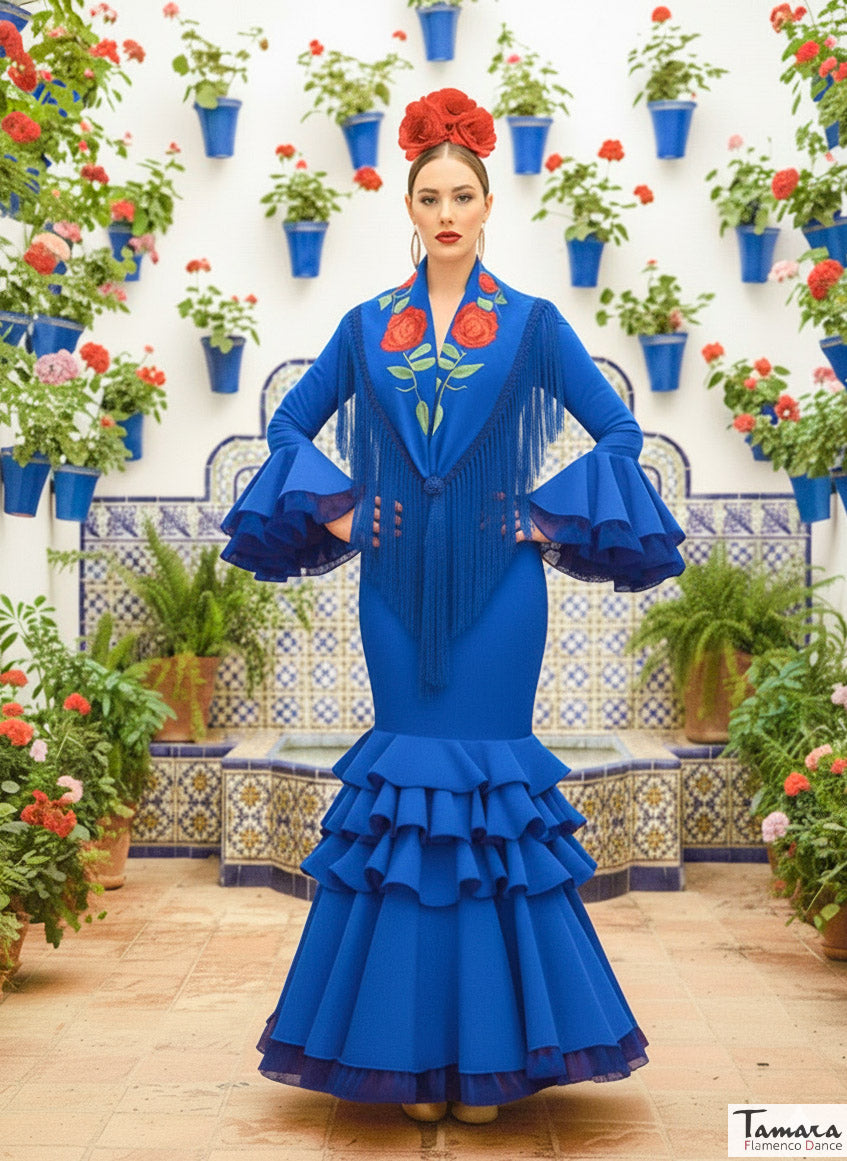 Traje de flamenca Clavellina Azulina