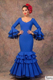 Traje de flamenca Clavellina Azulina lunares azules