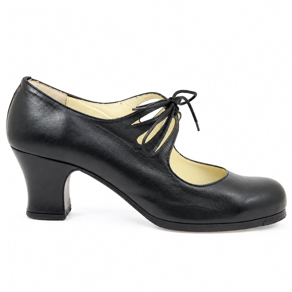Zapatos de flamenco Cordonera Calado Negro Carrete 6cm