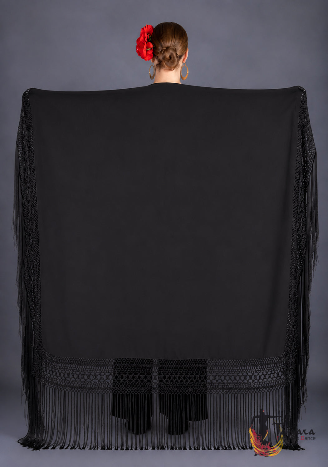 Mantón de baile cuadrado Negro