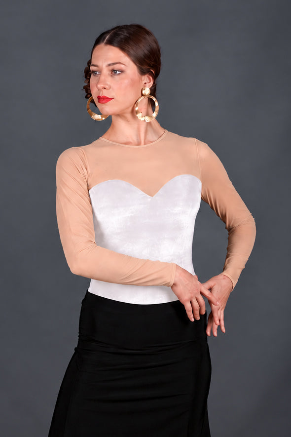 Body Estrella - Terciopelo y tul elástico Blanco