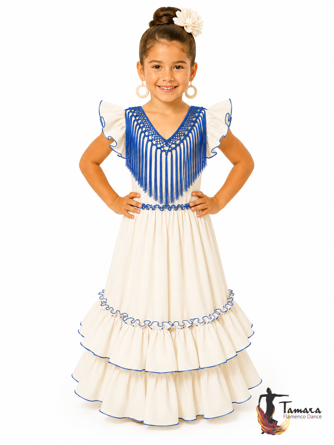 Flecos para niña artesanos hechos a mano Azulina 87 cm