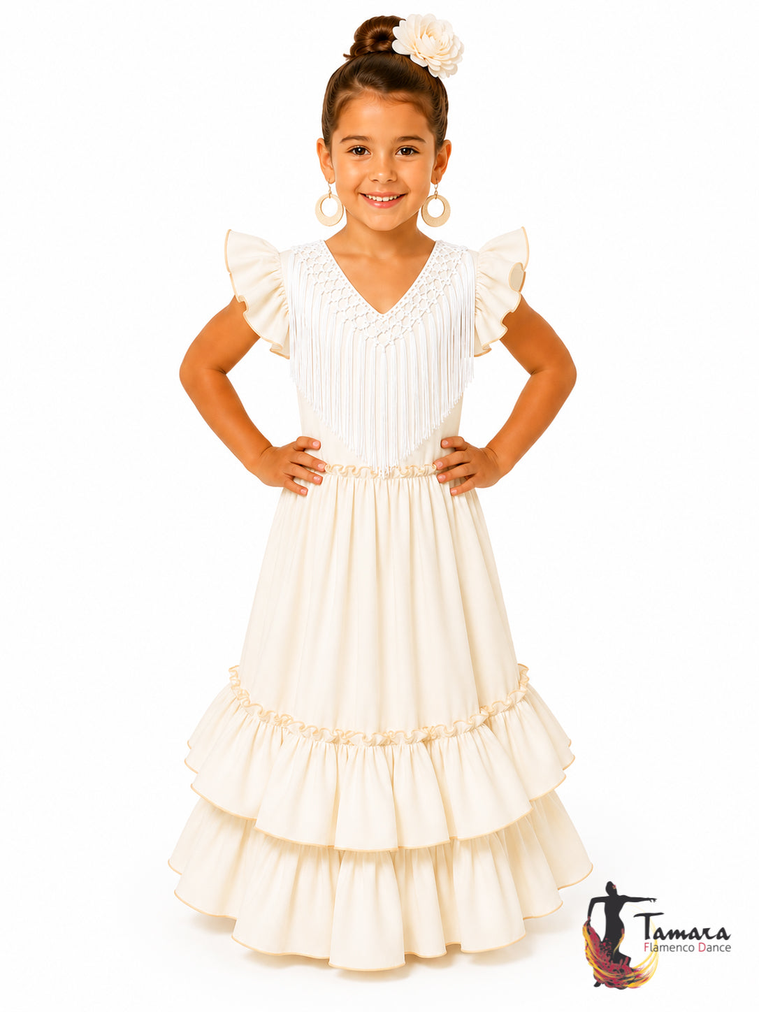 Flecos para niña artesanos hechos a mano Blanco 70 cm