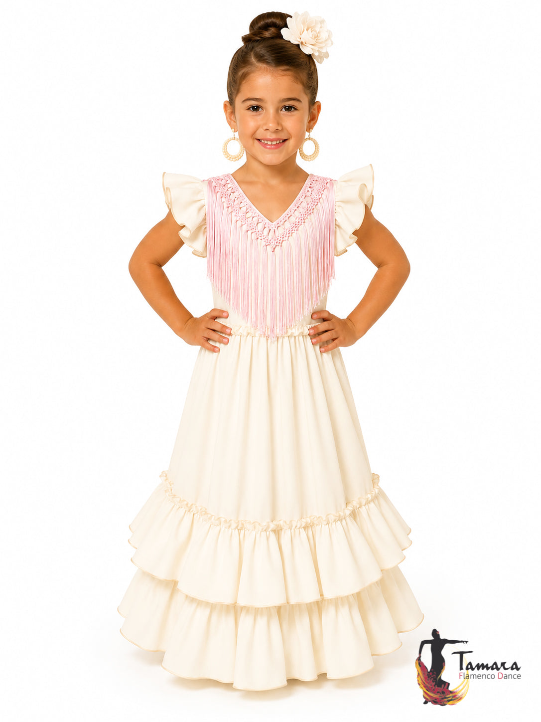 Flecos para niña artesanos hechos a mano Rosa Bebe 115 cm