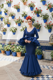 Traje de flamenca Gloriosa Azul Marino