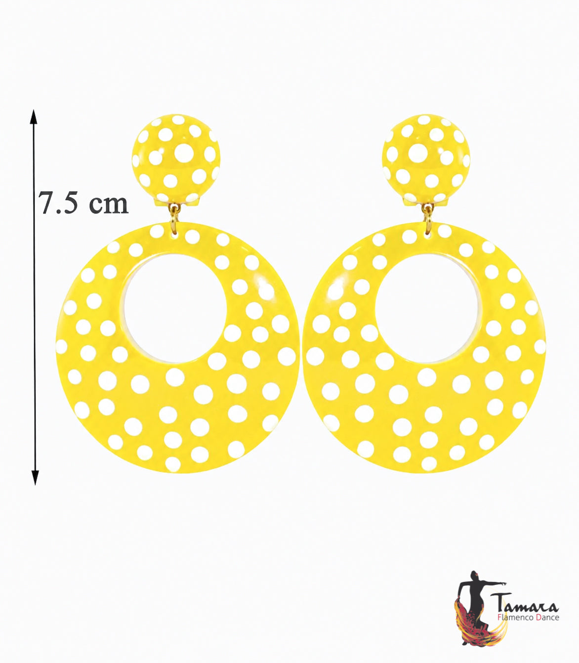 Pendientes flamencos - Lunares Blancos 5.5 cm Amarillo