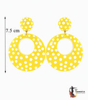 Pendientes flamencos - Lunares Blancos 5.5 cm Amarillo