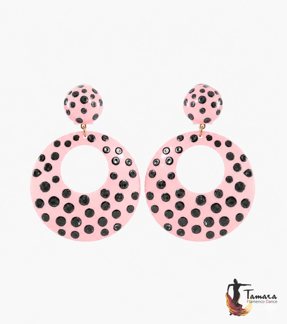 Pendientes flamencos - Lunares Negros 5.5 cm Rosa Bebe