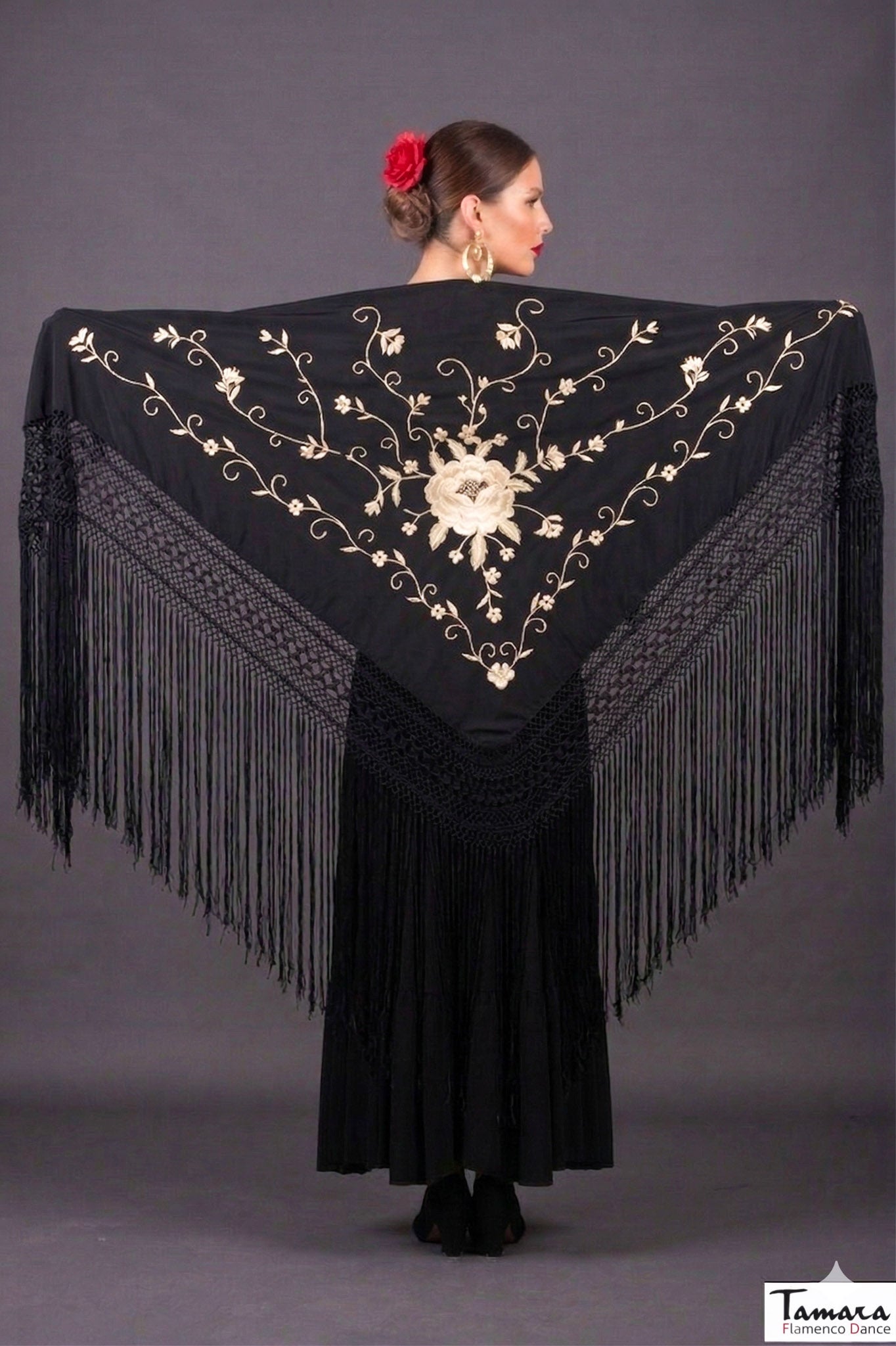 Manton Roma - Bordado Beig Negro