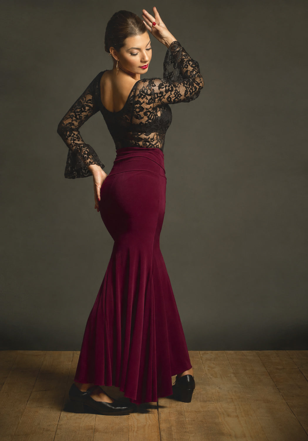 Falda flamenco Mirabel Mirella - Punto elástico XL Burdeos