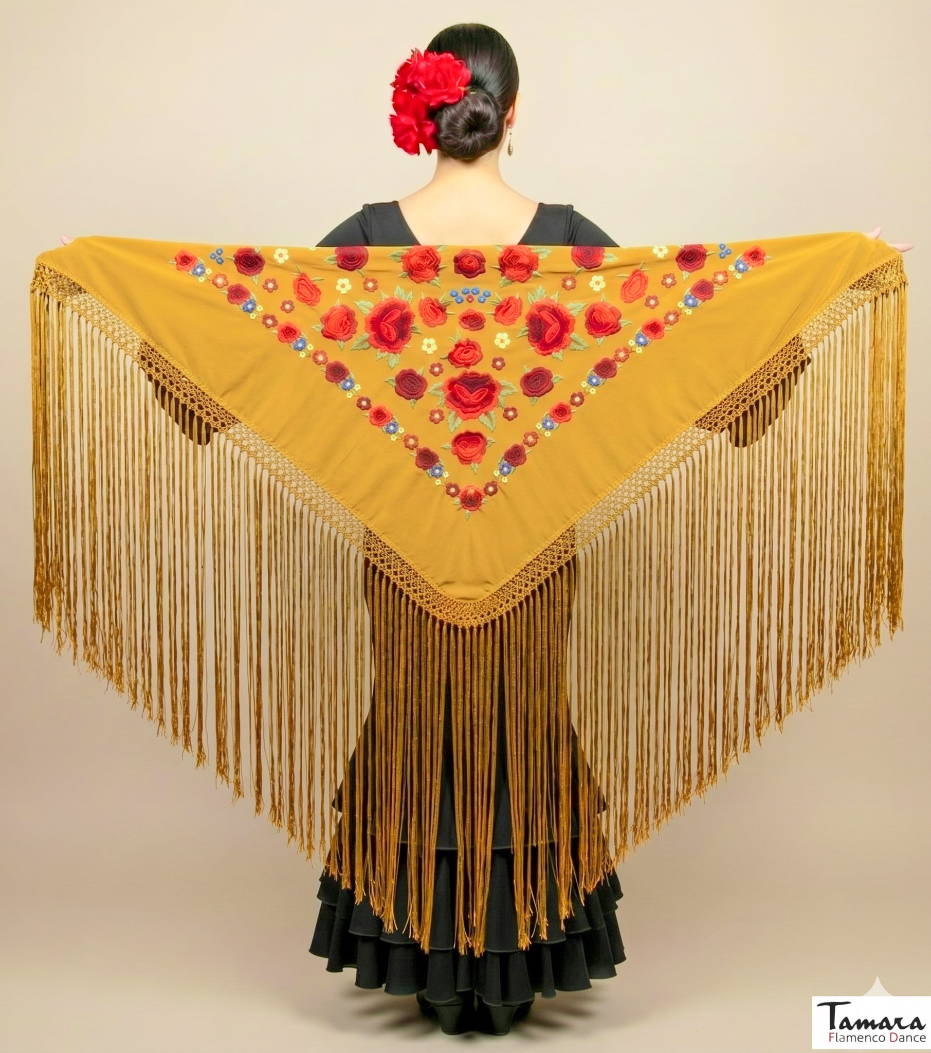 Mantoncillo Verona - Bordado Multicolor Mostaza