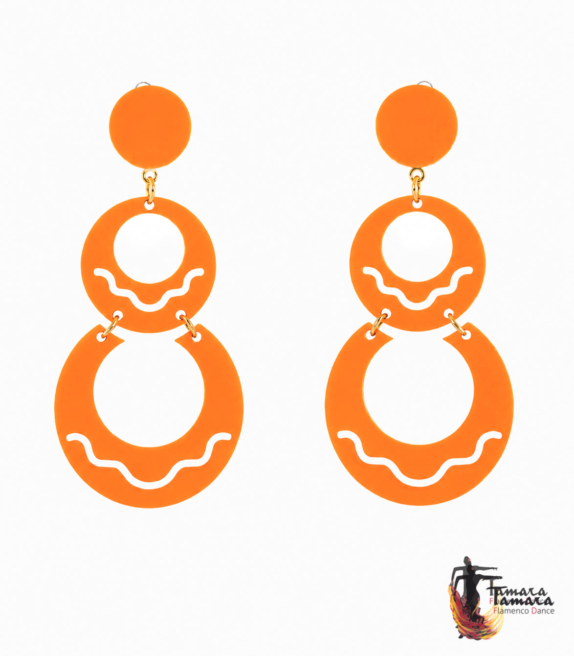 Pendientes Flamencos Diseño 01 - Acetato Naranja