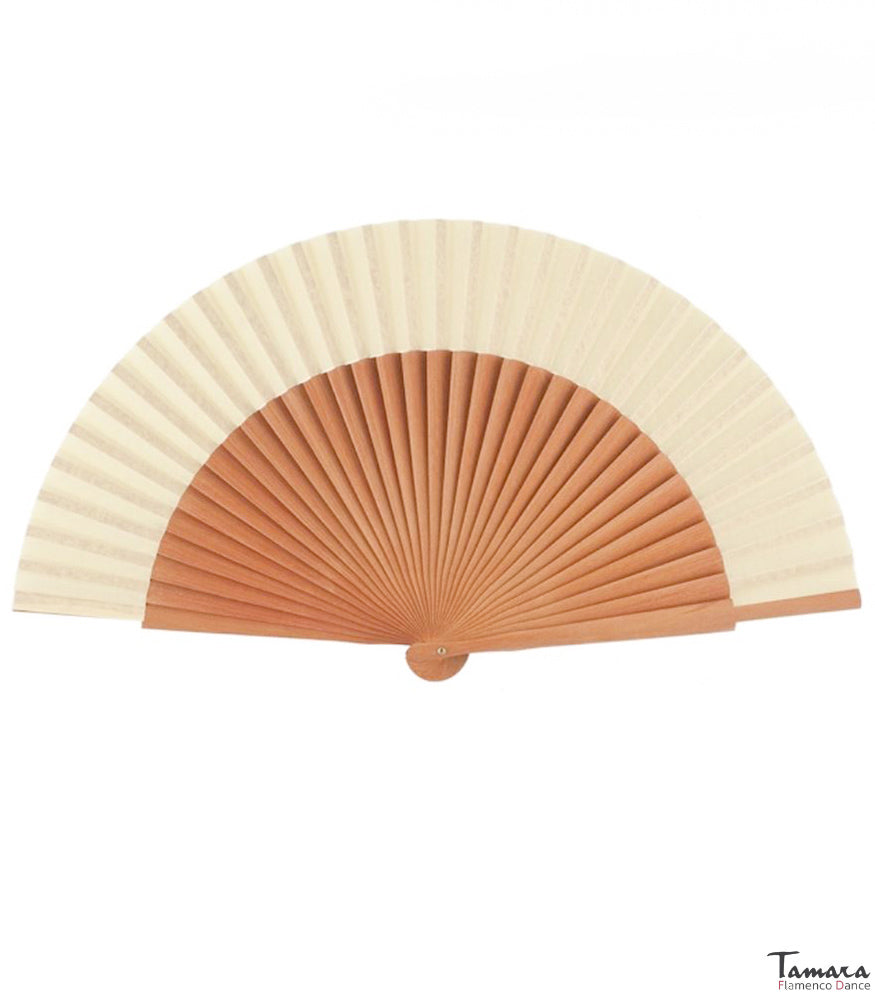 Abanico flamenco pequeño (23 cm) Beig/Madera