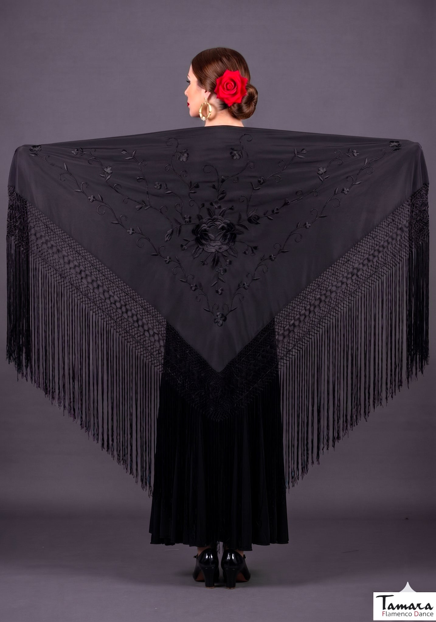 Manton Roma - Bordado Negro Negro