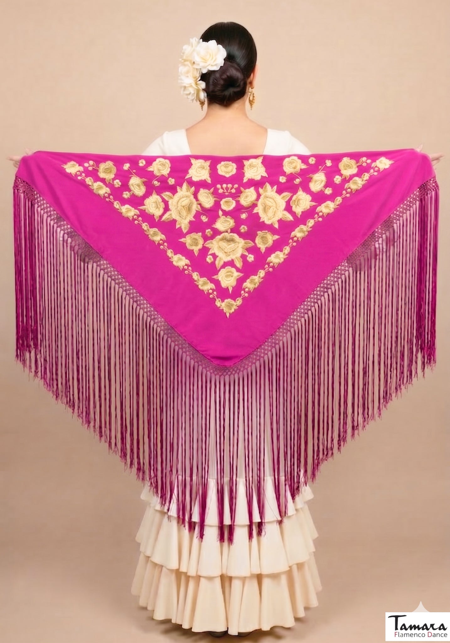 Mantoncillo Verona - Bordado Oro Fuxia