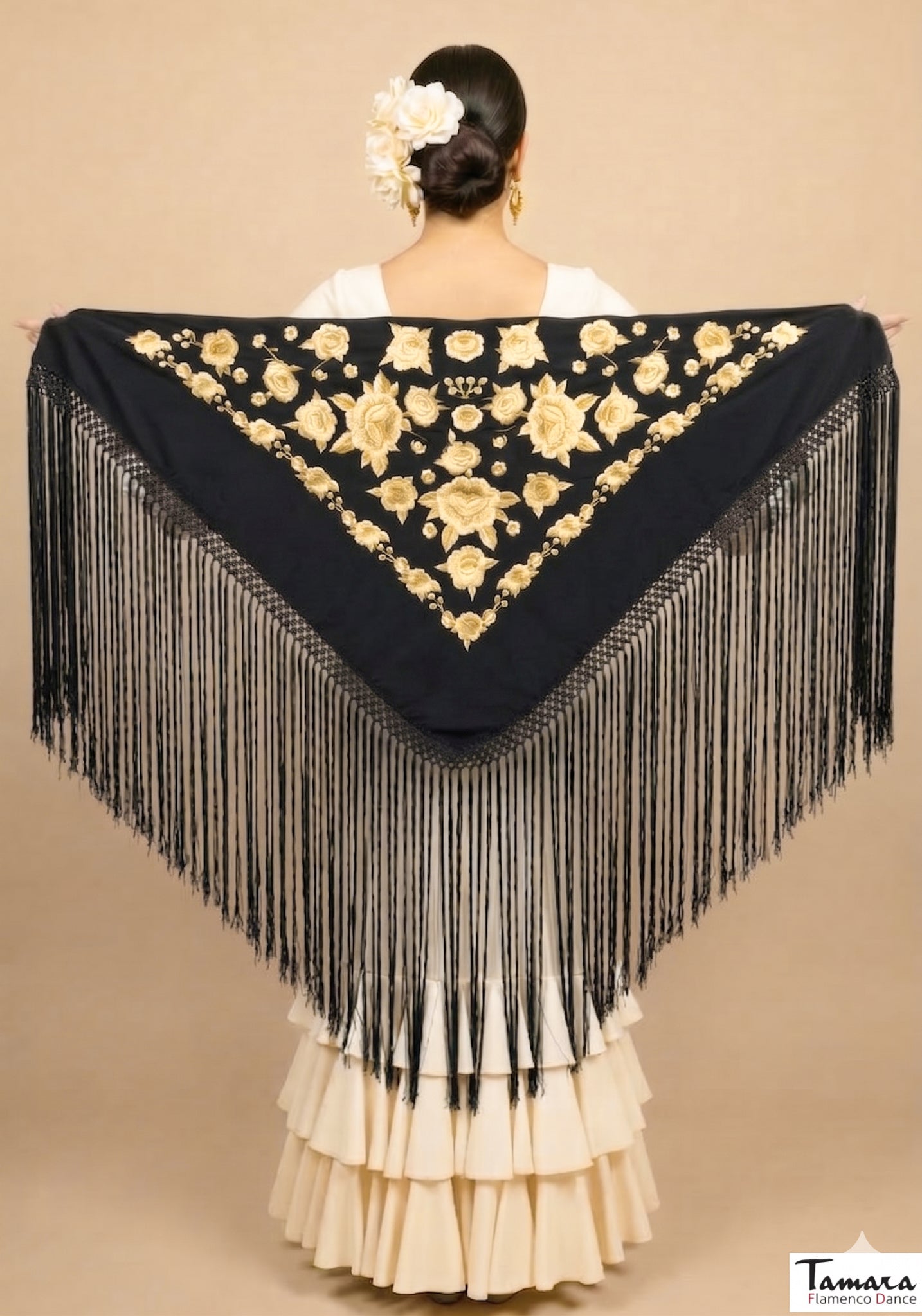 Mantoncillo Verona - Bordado Oro Negro