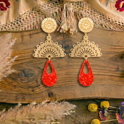 Pendiente Flamenca Artesanía - Raza (8.5x4cm) Rojo