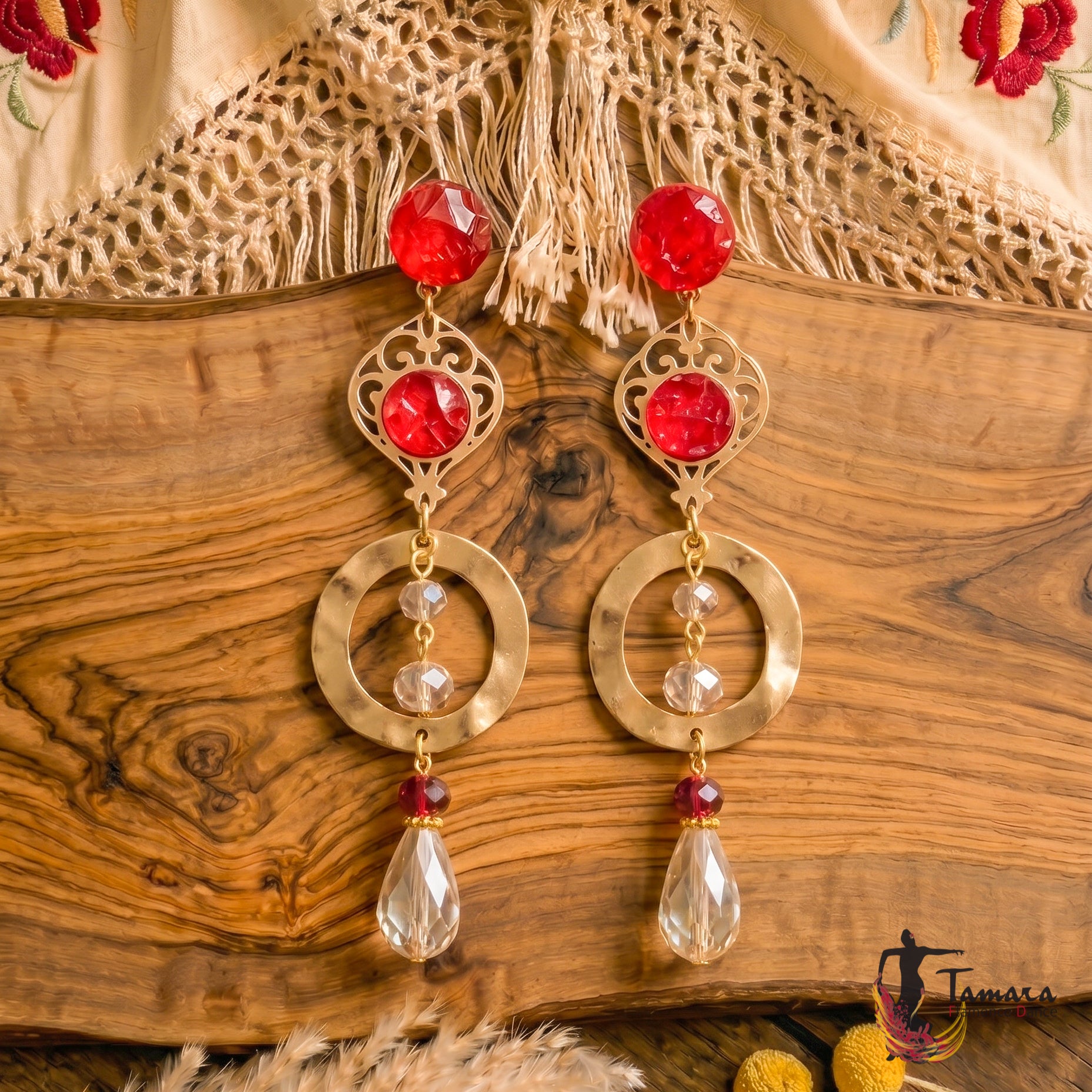 Pendiente Flamenca Artesanía - Pureza Rojo