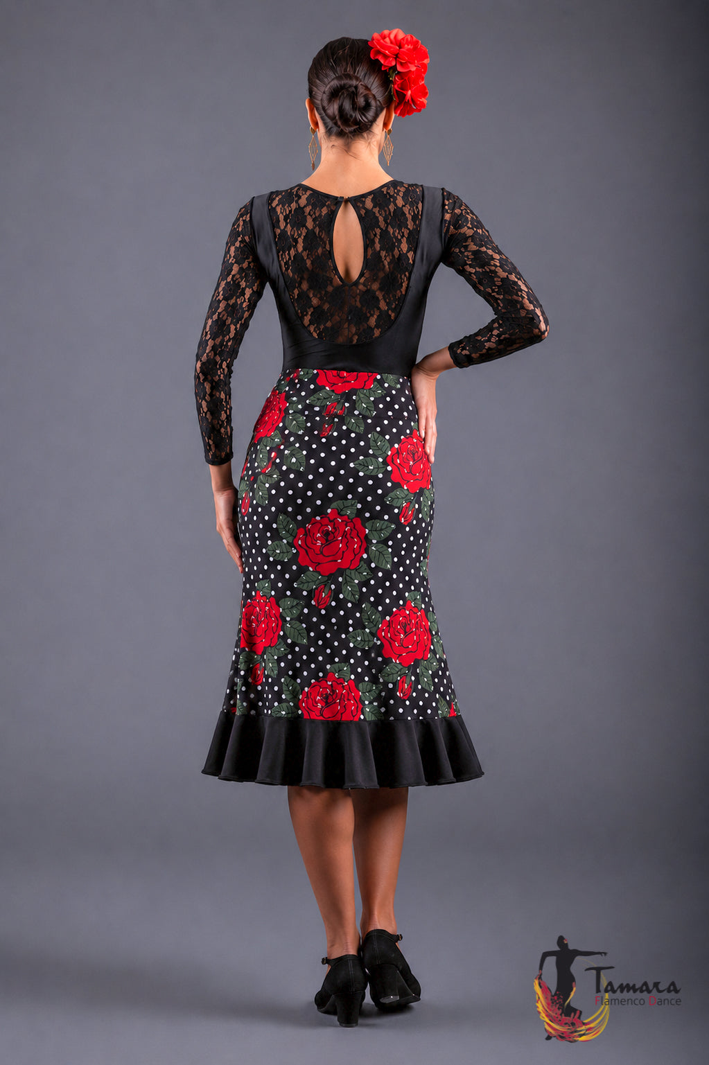 Falda flamenco Pampaneira - Punto Elastico Lunares y rosas