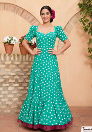 Traje de flamenca Quejio Aguamarina lunares