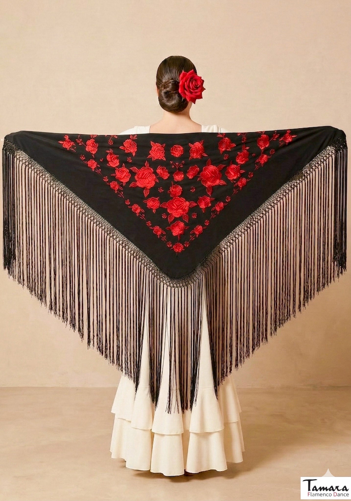 Mantoncillo Verona - Bordado Rojo Negro