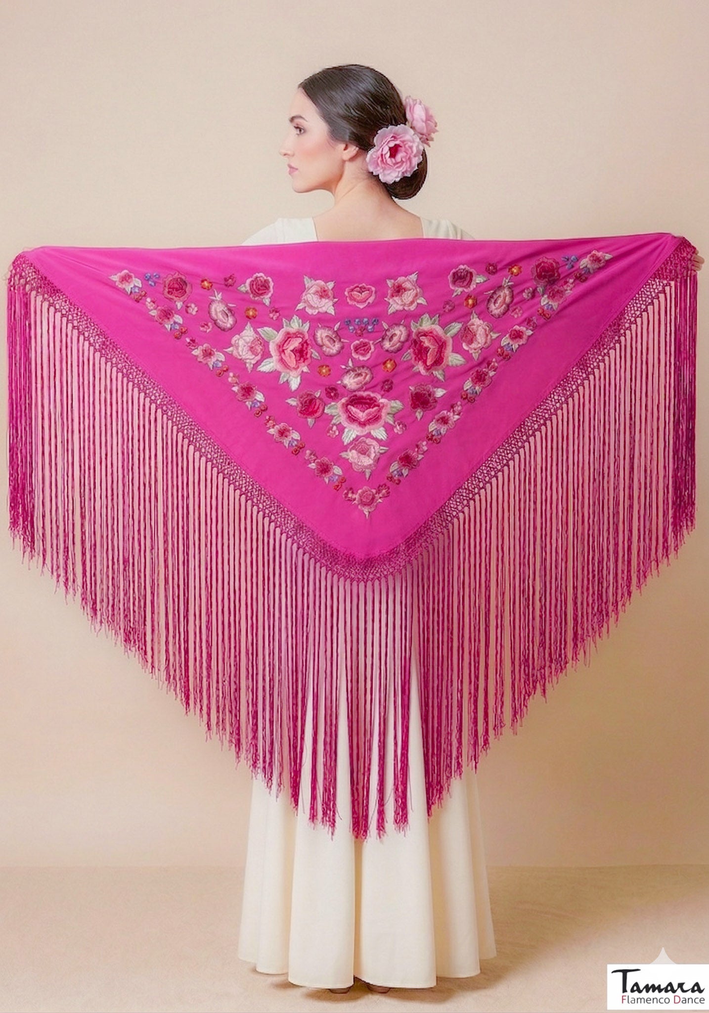 Mantoncillo Verona - Bordado tonos Rosa/Burdeos Fuxia