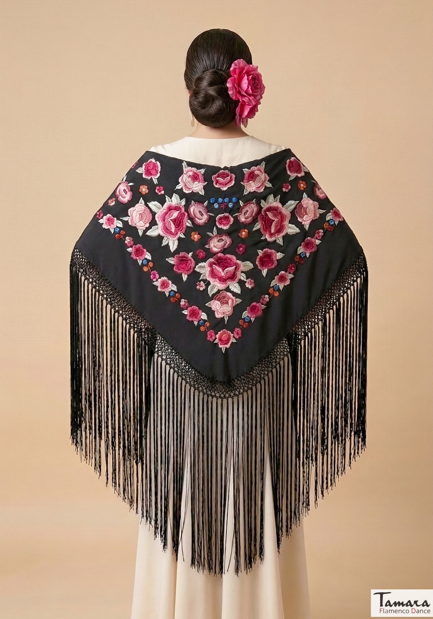 Mantoncillo Verona - Bordado tonos Rosa/Burdeos