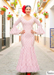 Traje de flamenca Selena Blanco lunar rojo