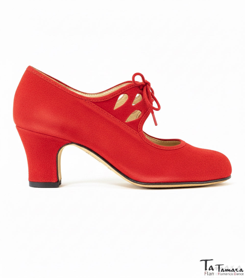Zapatos de flamenco Semiprofesional Superior TAMARA - Ante Calado Rojo