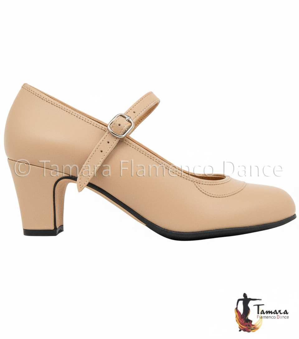 Zapatos de flamenco Semiprofesional Superior TAMARA - Correa Vegano Camel
