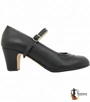 Zapatos de flamenco Semiprofesional Superior TAMARA - Correa Vegano Negro