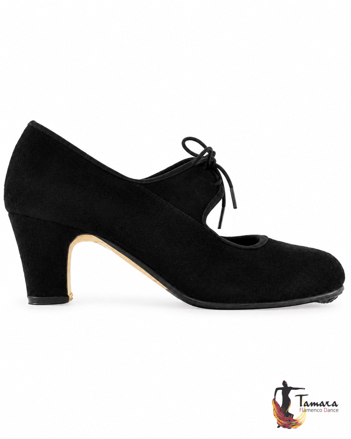 Zapato flamenco Semiprofesional Superior TAMARA - Ante Cordones Negro