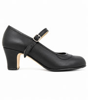 Zapato flamenco Semiprofesional Superior TAMARA - Piel Correa Negro Piel